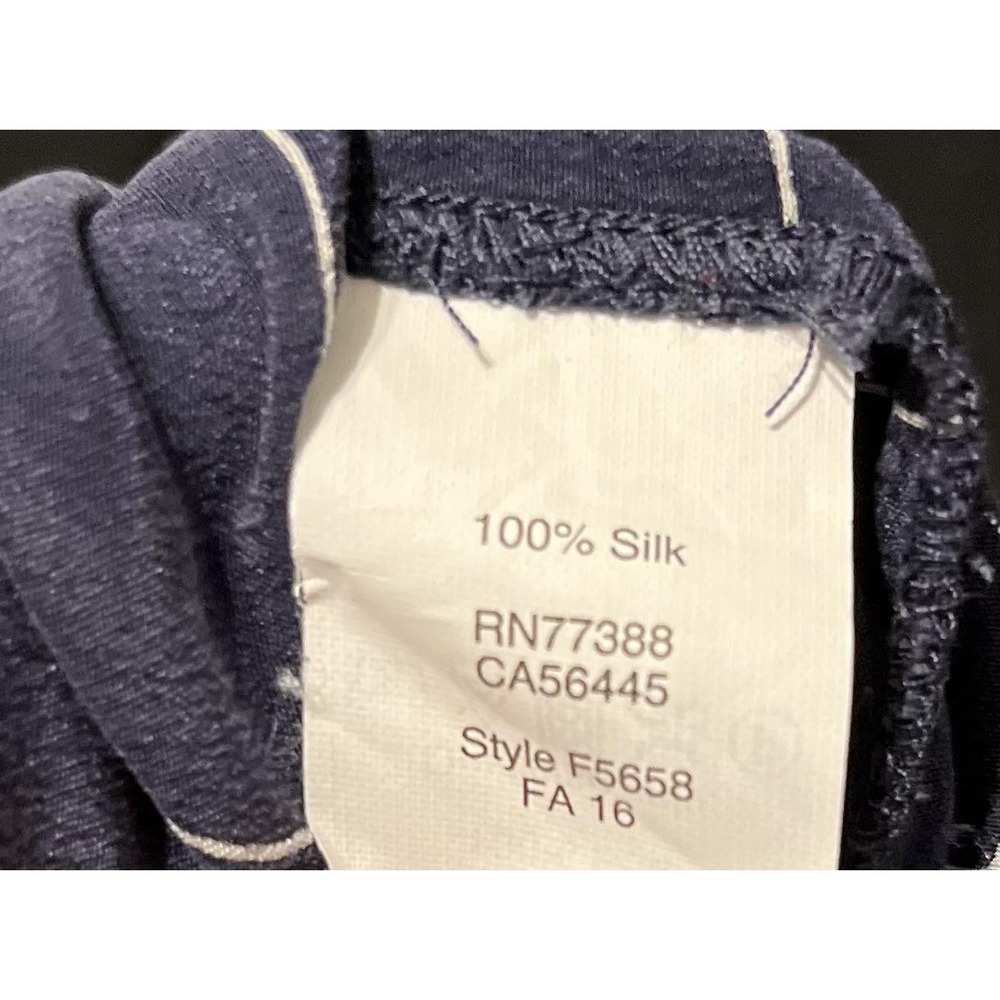 Madewell Shirt Womens XS Navy Windowpane Silk Lace-Up Long Sleeve Blouse Top - Picture 12 of 12